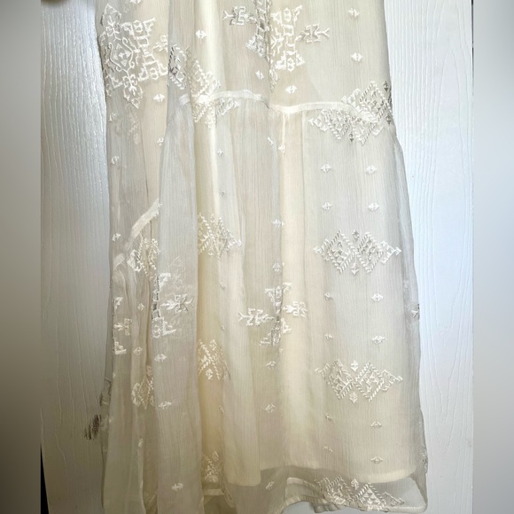 Cynthia Vincent White Silk Dress with Tan Leather Straps - Picture 5 of 6